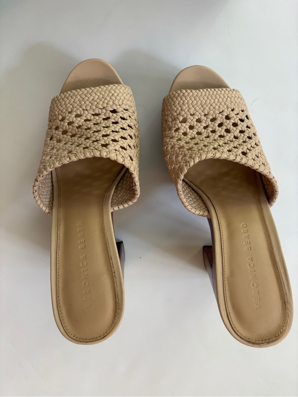 Veronica Beard Tan Woven Slide Mules - Picture 4 of 5